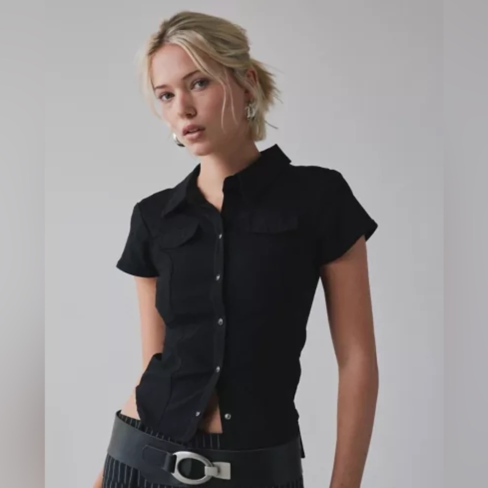 Silence + Noise Short Sleeve Snap Button Shirt NWT - image 1